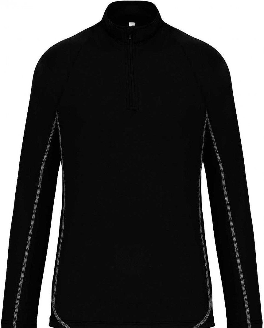 Deporte ProAct | Sudadera De Running Con Cremallera De 1/4 Para Hombre Personalizable Negro