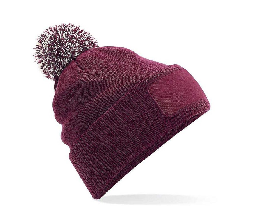 Accesorios Beechfield | Gorro Pompon Personalizado - Parche Snowstar Negro / Gris Grafito