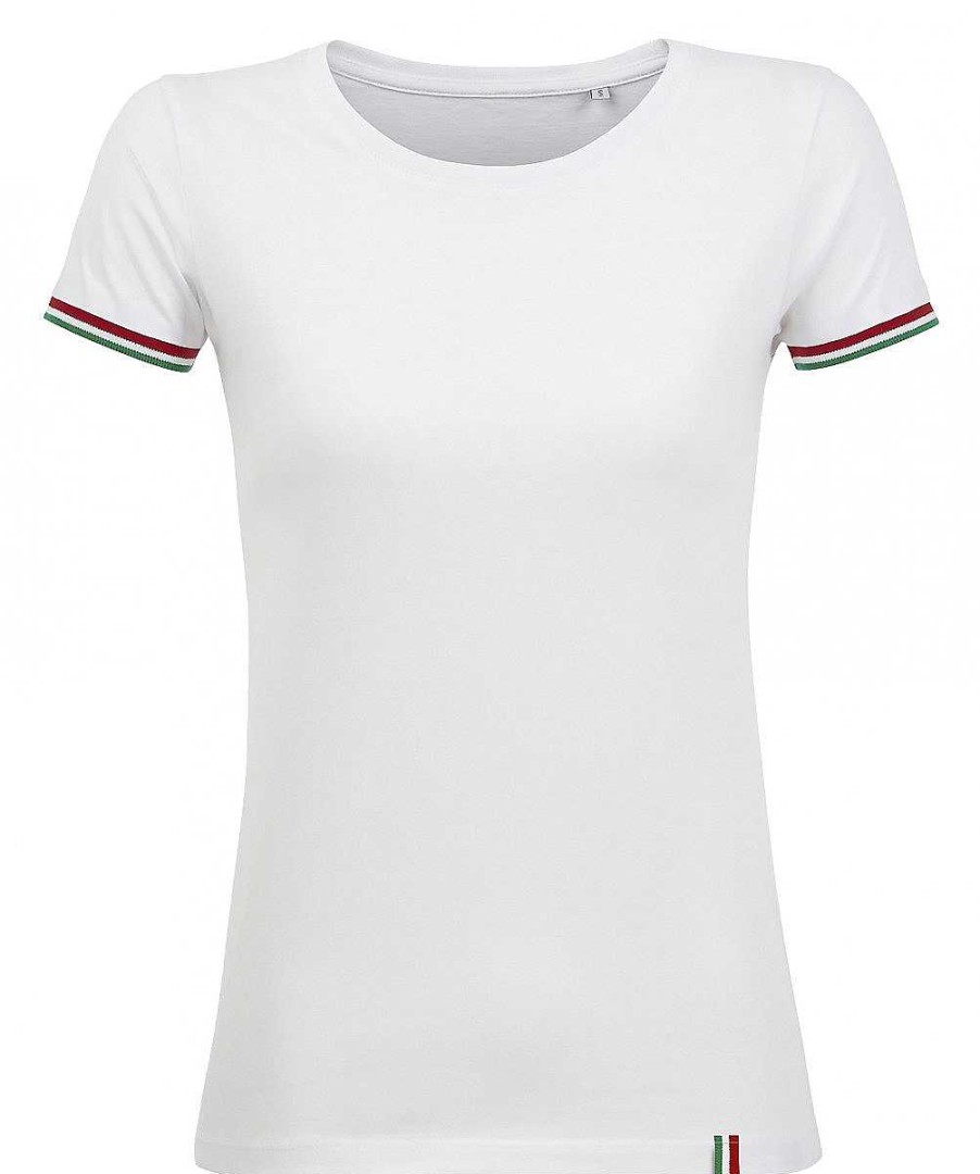 Ropa Sol's | Camiseta De Mujer Personalizada - Borde De Color - Rainbow Women Blanco/Real