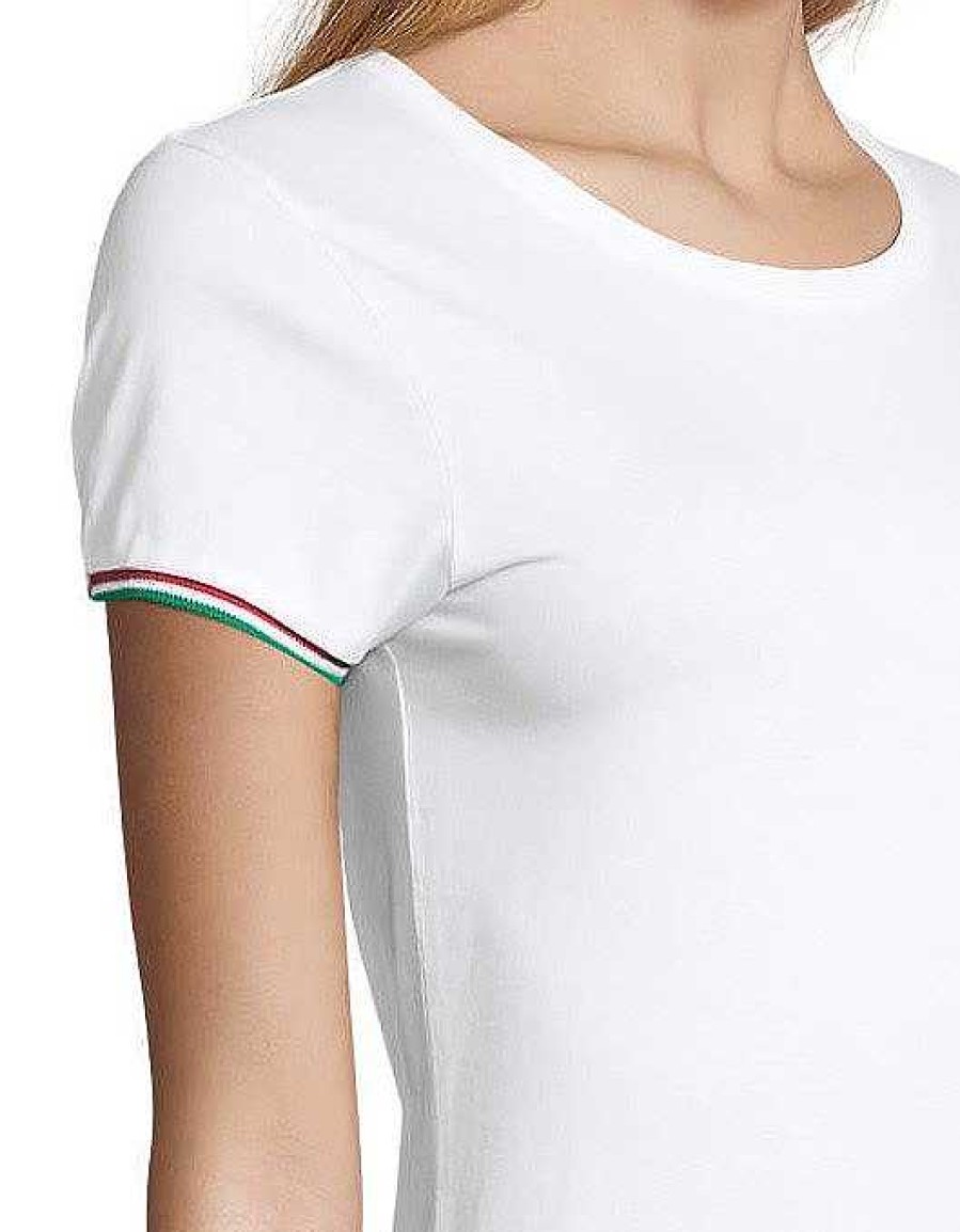 Ropa Sol's | Camiseta De Mujer Personalizada - Borde De Color - Rainbow Women Blanco/Real