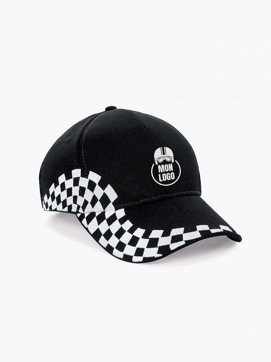 Accesorios Beechfield | Gorra Grand Prix - 5 Paneles Para Personalizar Blanco Negro