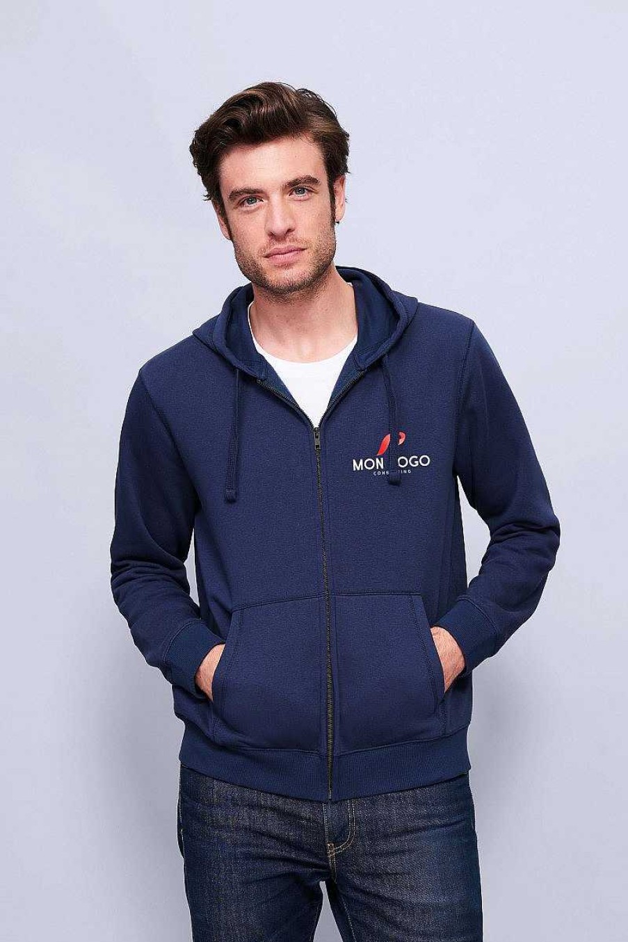 Ropa Sol's | Sudadera Con Capucha Personalizable Con Cremallera Negro