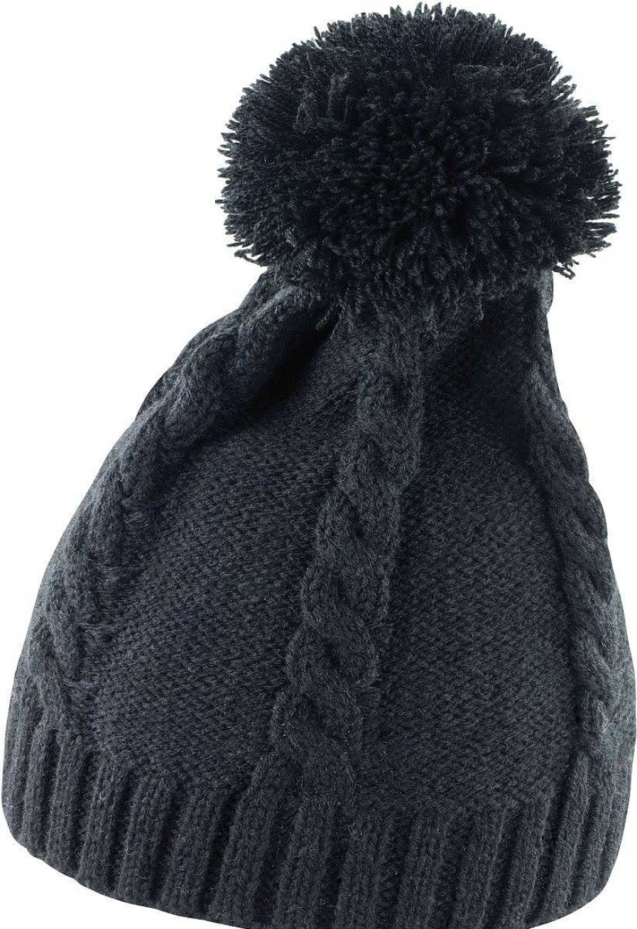 Accesorios Result | Gorro De Punto Trenzado Con Pompones Negro