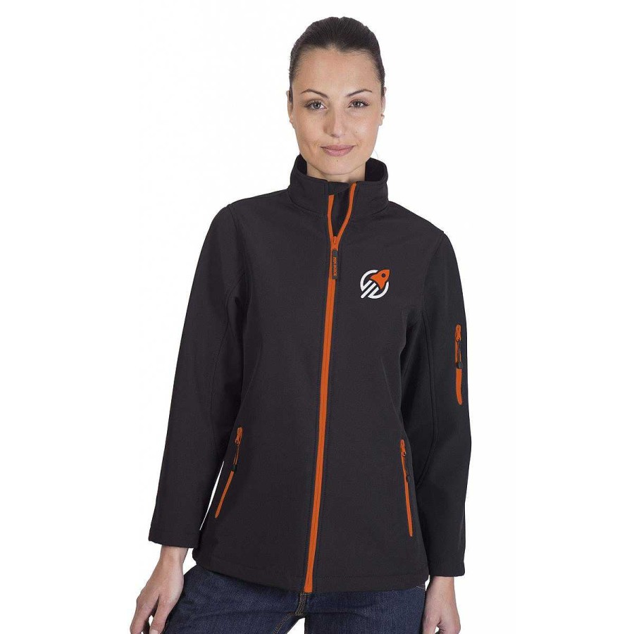 Ropa Pen Duick | Softshell De Mujer Con Cremalleras En Contraste 3 Capas Para Personalizar Negro