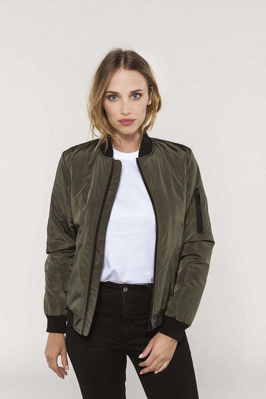 Ropa Kariban | Chaqueta Bomber De Mujer Para Personalizar Caqui Intenso